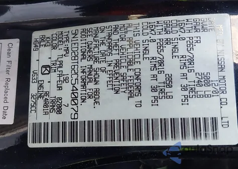 2002 Nissan Xterra Se z USA, uszkodzony, nr VIN 5N1ED28T62C540079